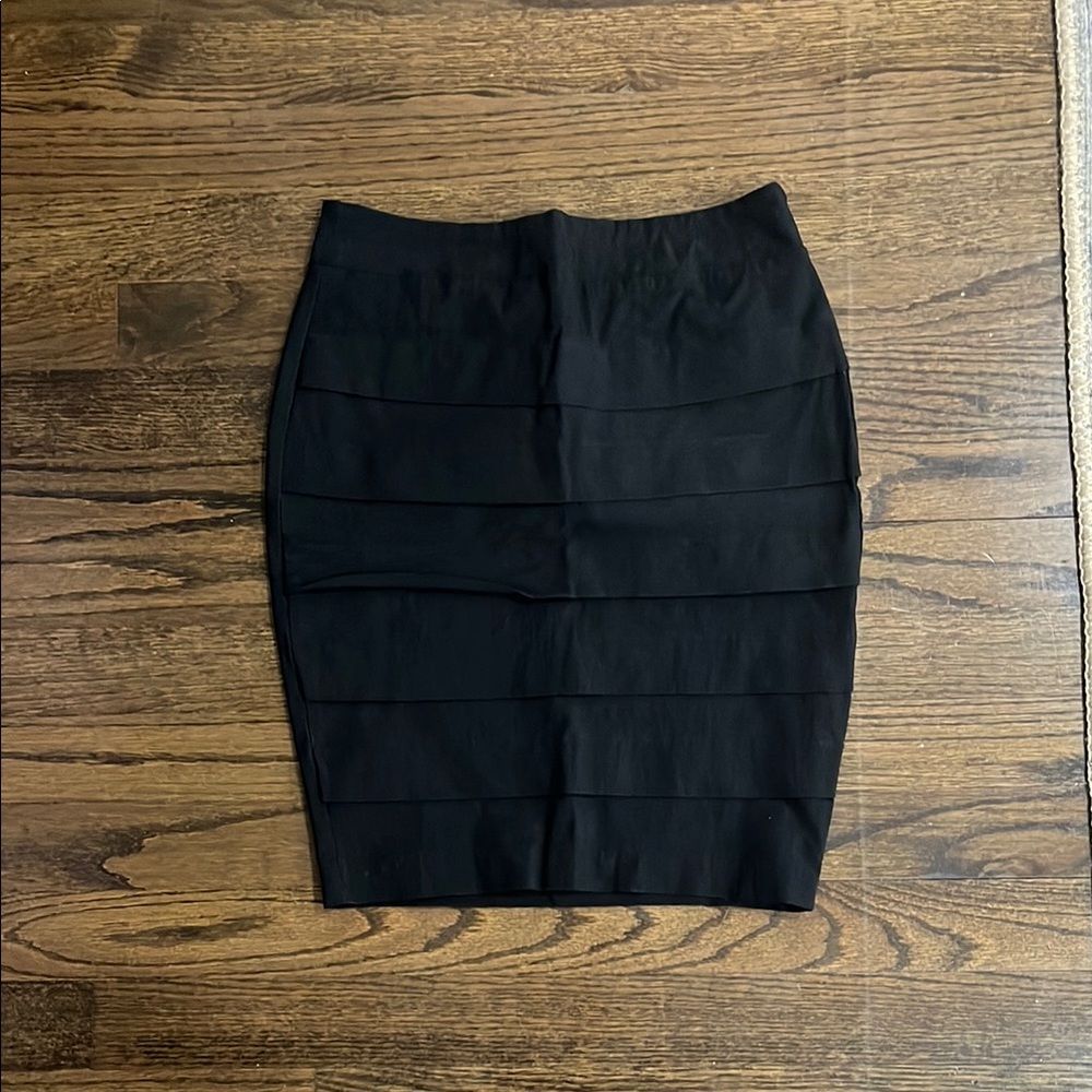 Iz Byer Black Pleated Mini Pencil Skirt